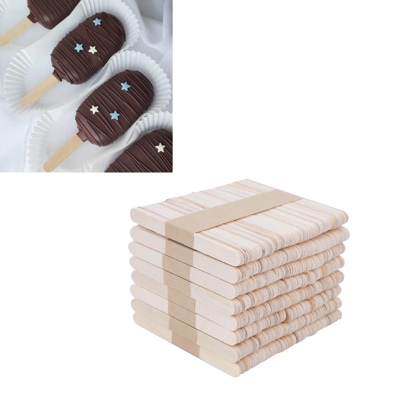 400PCS Wood Ice Cream Sticks Lolly Sticks for DIY Nature Wooden Lollipop Sticks Popsicle Sticks Art Craft Project Wooden Handwork Making Set Accessories