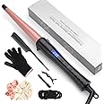 Hair Curling Wand, 0.5-1Inch Tapered Curling Iron, Professional Ceramic Hair Curler Wand with Adjustable Digital Temperature, Dual Voltage, Auto Shut-Off