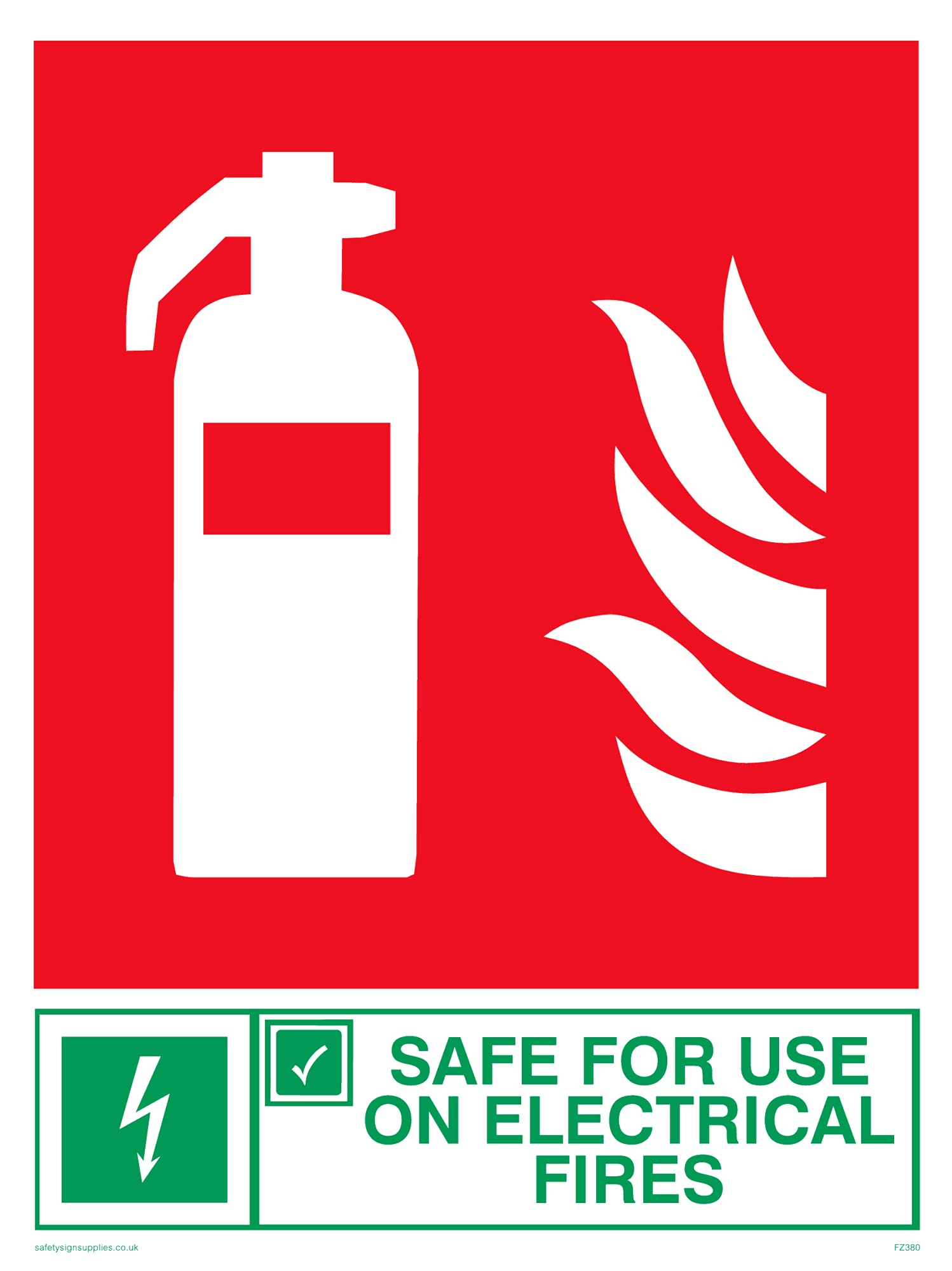 Pack of five - Safe For Use On Electrical Fires Sign - 150x200mm - A5P
