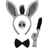 Tiny Chou Rat Costume Set, Mouse Ears Headband, Tail, Animal Cosplay for Halloween, Role Play, Dress Up, Party Accessories