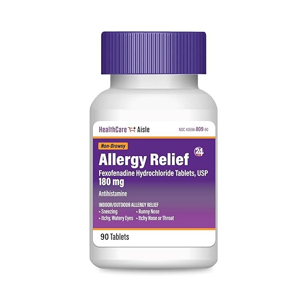 HEALTHCAREAISLE ALLERGY RELIEF – FEXOFENADINE HYDROCHLORIDE TABLETS USP, 180 MG, 90 TABLETS, ALLERGY MEDICATION, NON-DROWSY 24-HOUR RELIEF