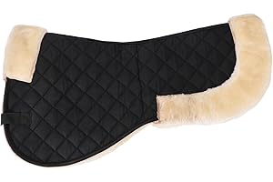 Close English Half Saddle Pad Premium Polyester Faux Wool Anti Slip Breathable Saddle with Shock Absorbing Fleece Top for Equ