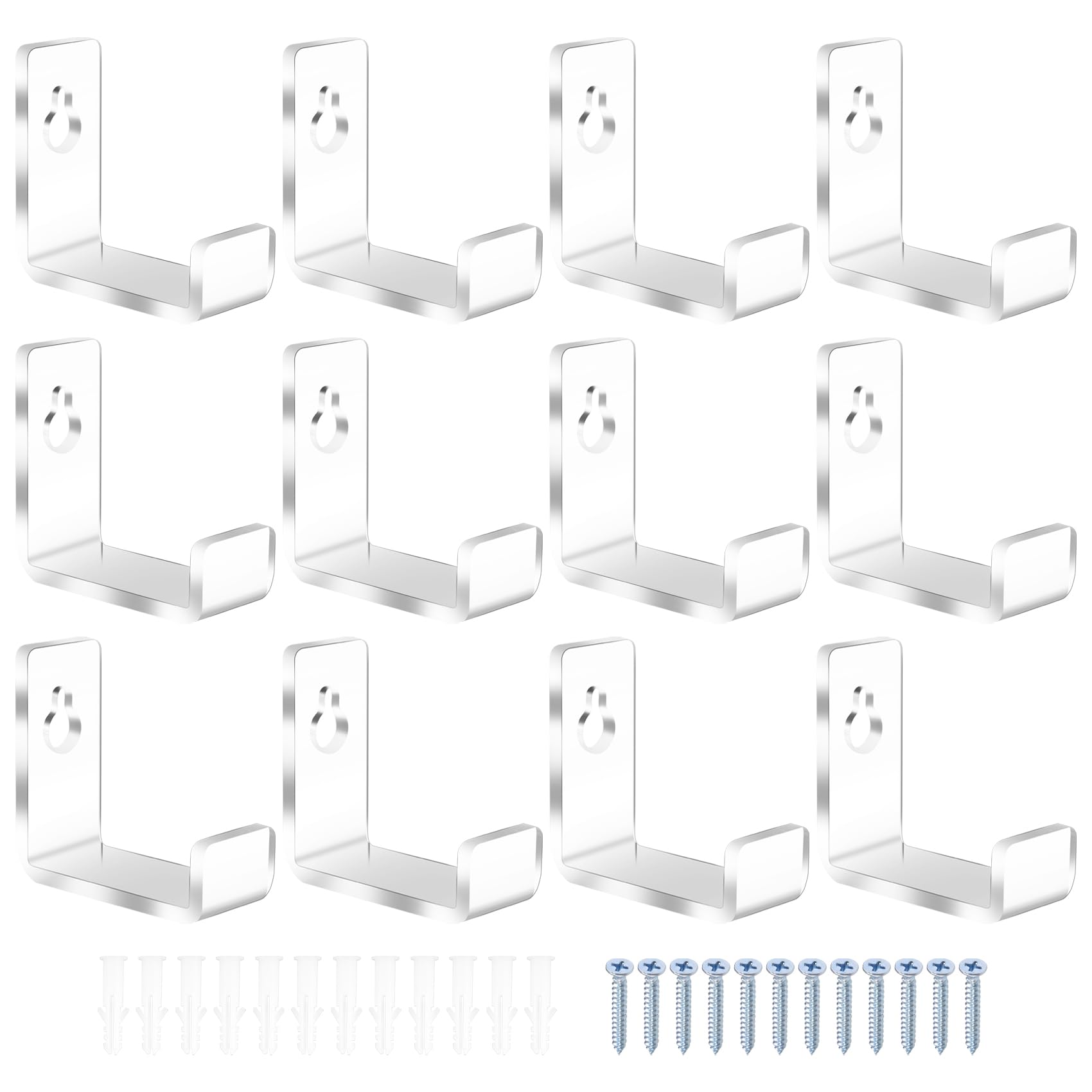 Plomevry 12 Pack Acrylic Vinyl Record Wall Mount Rack Accessories Clear Acrylic Album Record Holder Clear Floating Vinyl Shelves Record Storage Display Stand for LP Storage (12)