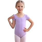 Mecceos Dance Ballet Leotards Basic Short Sleeve for Girls Toddler Gymnastics Outfit Bodysuit