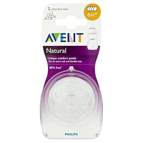 Philips Avent Naturnah - Sauger für Naturnah-Flaschen SCF654/27, schneller Nahrungsfluss 6m+, 2er Pack