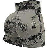Rugkey Seamless Shorts for Women High Waist Tie Dye Workout Yoga Gym Scrunch Butt Lifting Cycling Biker Shorts
