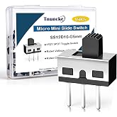 Tnuocke 18PCS 5mm High Knob Vertical Micro Mini Slide Switchs,3 Pin 2 Position 1P2T SPDT Toggle Switches Panel Mount AC 125V 2A SS12D10-G5