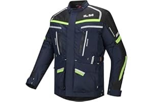 ILM Men's Street Motorcycle Jacket with CE Armor and Detachable Thermal Liner All Season Waterproof Adventure Touring Jackets Model JRL3 Blue, 2XL