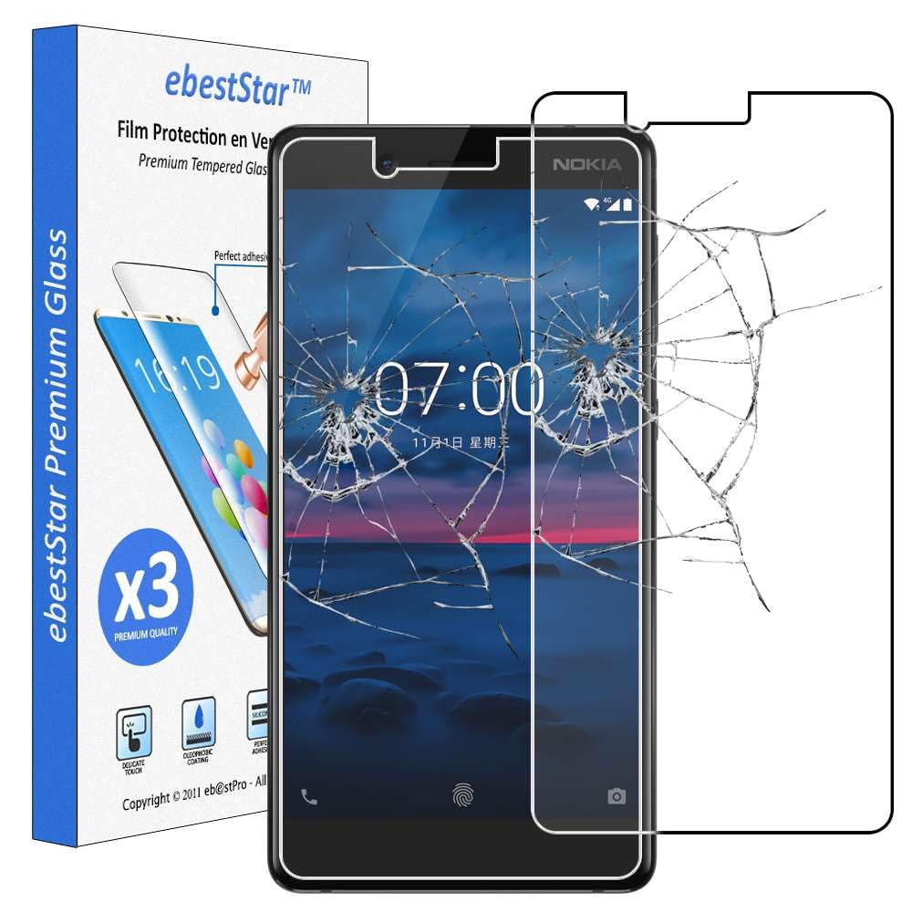 ebestStar - compatible with Nokia Nokia 7 Screen Protector Premium Tempered Glass, x3 Pack anti-Shatter Shatterproof, 9H 3D Bubble Free [Phone: 141.2 x 71.5 x 7.9mm, 5.2'']