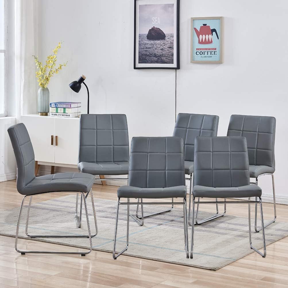 Amazoncom Modern Dining Chairs Set Of 6 Faux Leather Dining Room Chairs