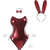 CR ROLECOS Bunny Costume Women Red Bunny Cosplay Bodysuit Senpai One Piece Outfit Suit