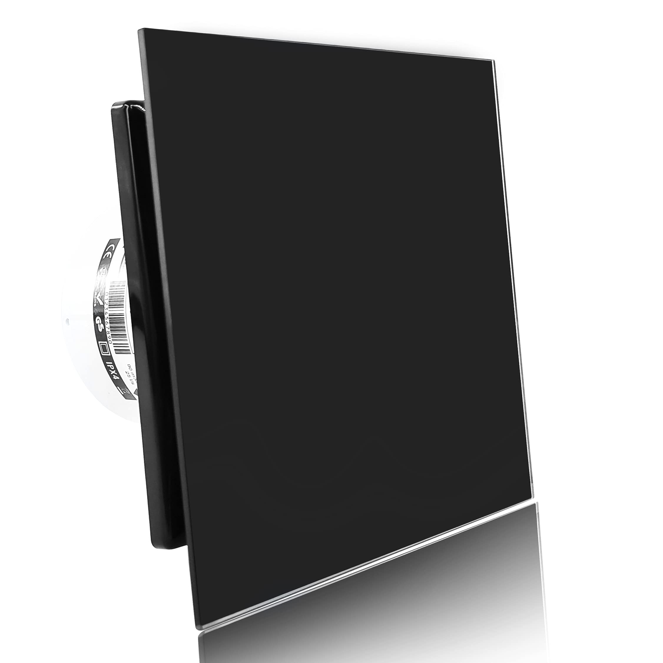 FANTRONIX Elegant Design Black Air Extractor Fan 100mm Glass Front Energy Saving Aerator Bathroom Silent Powerful Control Mould Steam