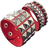 BaBakiak Punk Bracelet for Men Women, Goth Leather Wristband with Metal Studded