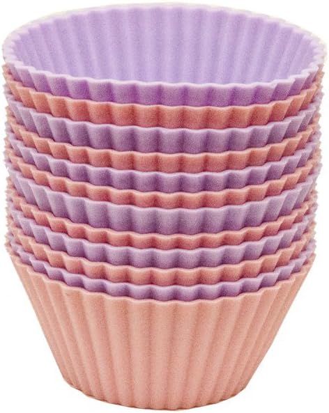 Chef Select Silicone 12-Piece Silicone Cupcake Liners, Pink and Lavender