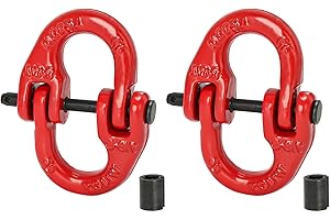 Lechansen G80 3/8" Safety Chain Connector Link, 2 Pack Heavy Duty Hammerlock Coupling Link, Tow Hitch, Tow Chain Connector for Towing, Lifting, Trucks & Trailers