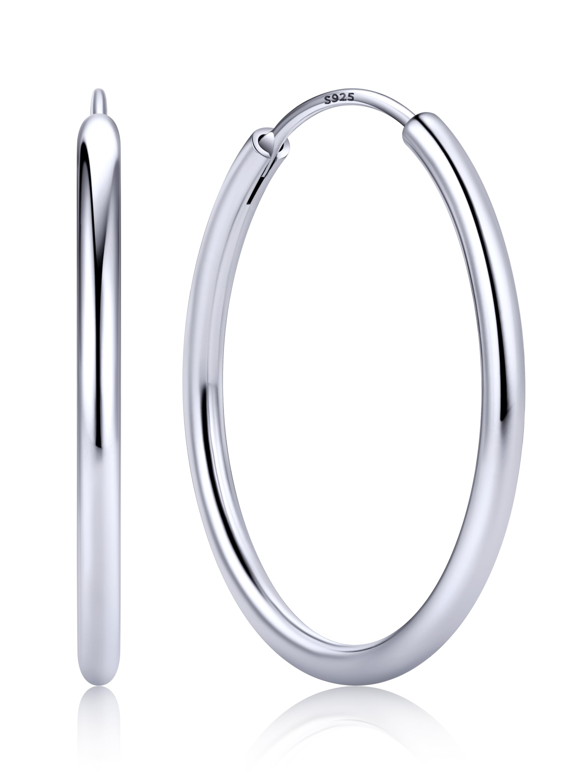 ChicSilver Silver Hoop Earrings for Women 925 Sterling Silver Small Earring Hoops 30MM Lightweight Elegant Earrings Nickel Safe — image 1