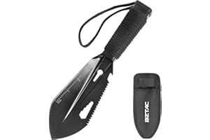 BZTAC Tactical Mini Hand Shovel Small Camping Shovel Portable Backpacking Trowel Survival 7 in 1 Shovel Versatile Gardening Trowel for Camping, Gardening, Outdoor Survival (Black)