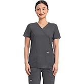 Cherokee Scrubs Top for Women Mock Wrap with 3 Pockets, Soft, 2-Way Stretch & Durable Fabric - WW610