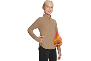 BALEAF Girls Fleece Long Sleeve Shirts, Fall Jacket Half Zip Sweatshirts Horse Riding Camping Thermal Coat Kids