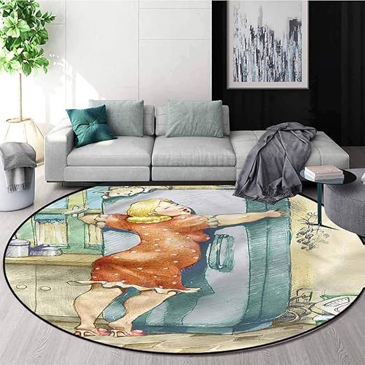 RUGSMAT - Alfombra Redonda Lavable con Reverso Antideslizante ...