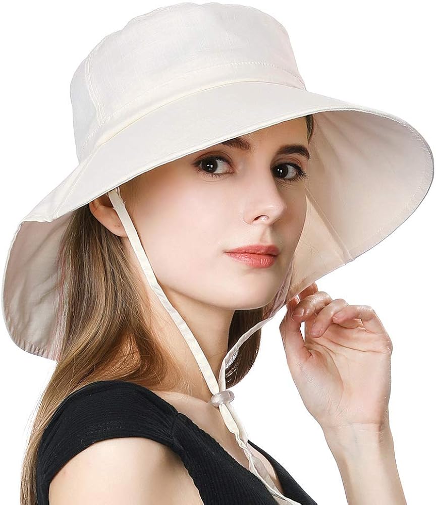 Mantimes Ladies Sun Hats UPF 50+ Packable Wide Brim Womens UV Cotton