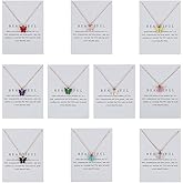 GOMAKERER 10 Pack 10 Colors Acrylic Butterfly Pendant Necklace, Colorful Butterfly Necklace Set with Extended Chain Adjustable Necklace with Display Cards for Women Friendship Party Jewelry Gift