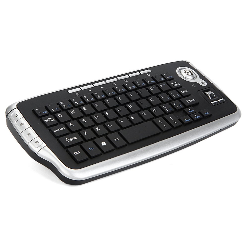 Godyluck E30 2.4GHz Wireless Keyboard with Trackball Mouse Scroll Wheel Remote Control for Android TV Box Smart TV PC Notebook Silver