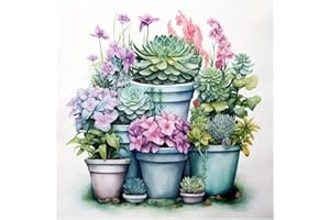 EIBEILI Diamond Painting Kits for Adults DIY 5D Diamond Art Paint with Round Diamonds Full Dril Gem Succulents-A Art Painting Kit for Home Wall Decor Gifts 12x12inch