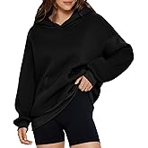 Glamaker Women's Oversized Essentials Hoodies Fleece Sweatshirts Fall Long Sleeve Sweater Pullover Hoodie With Pocket