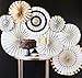 My Mind's Eye Paperlove Black Tie, Ivory, Black and Gold Double-Sided Party Fans and Confetti, Set of 8 Fans