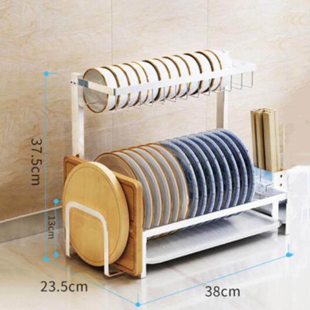 dish racks with drip tray, 304 stainless steel, dish rack 2 tier, rust-proof, easy to clean, dish rack drainer, kitchen Kitchen countertop- chopping board shelf shelf shelf shelf shelf + A+Knife f