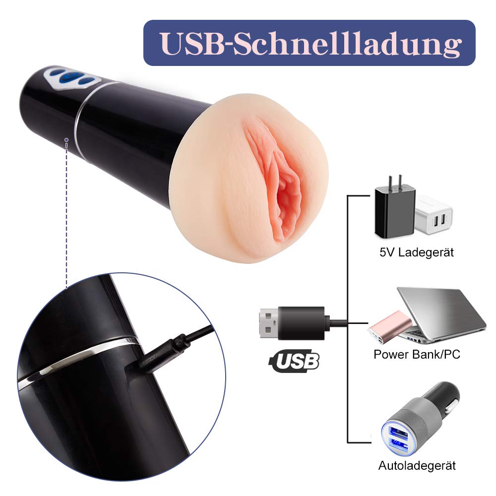 (2019 Neu) Elektrischer Masturbieren für Mann mit 5 Saugintensitäten Automatische Masturbatoren 10 Vibrations modi Mastubator Mann Taschenmuschi Sexspielzeug Männer Realistische Vagina Muschi