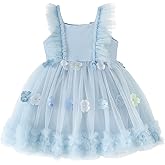 TENTIDE Girls Tutu Ruffle Dress Tulle Flower Girl Dresses Birthday Princess Party Outfits Little Girls Summer Clothes 3-8Y
