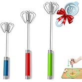 Semi-automatic Whisk, Stainless Steel Egg Beater, Hand Push Rotary Whisks Mixer Stirrer for Making Cream, Whisking, Beating and Stirring (3 Color2)