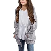Girls Long Sleeve Cardigan Sweaters Open Front Cable Knit Chunky Cardigans Kids Oversized Cute Outerwear Coat