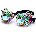 RuiJinGen Kaleidoscope Steampunk Goggles Rave Glasses Rainbow Prism Diffraction EDM Psychedelic Lenses