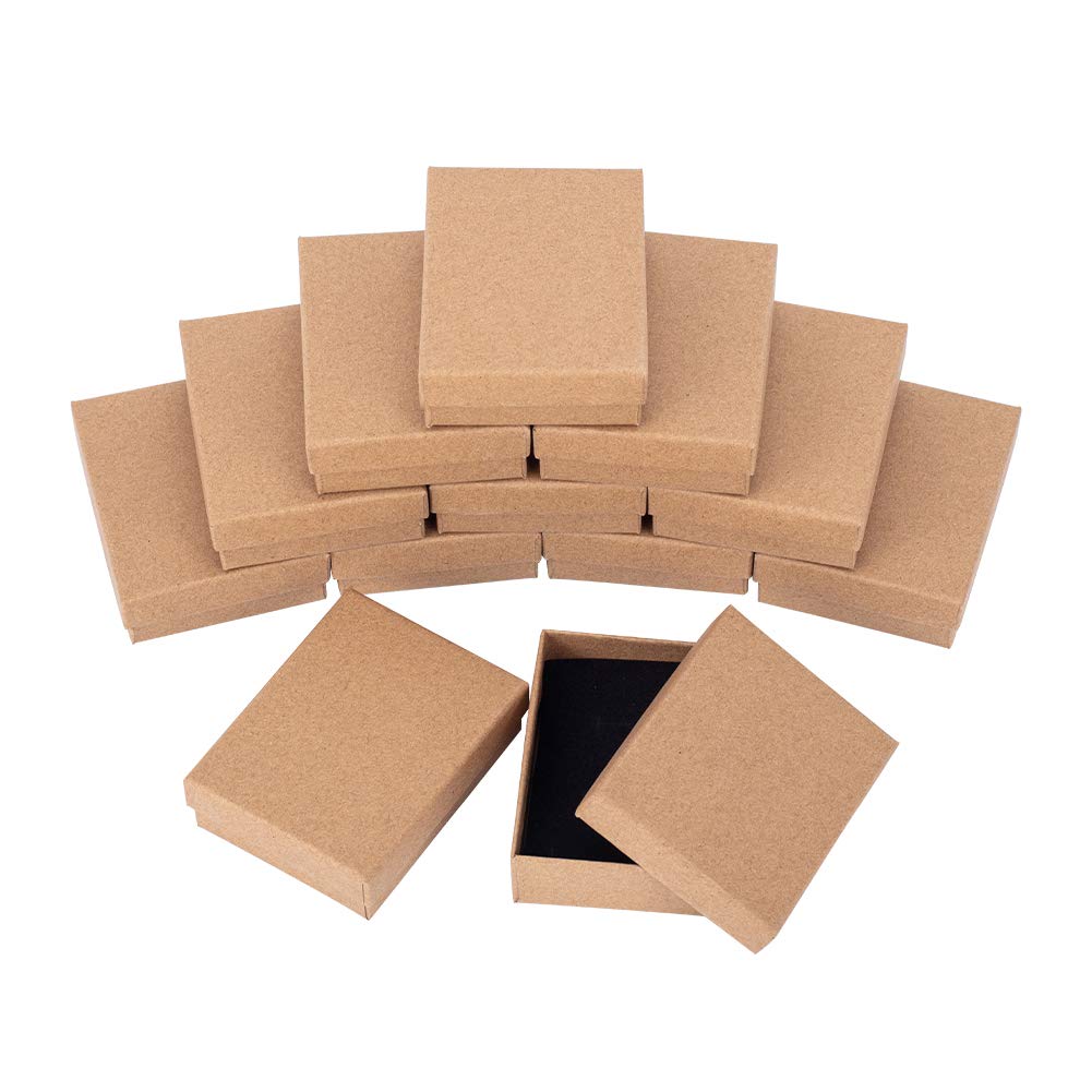 NBEADS Box, 24 Pcs 7 x 9cm/2.7 x 3.5 Inches Rectangle Burlywood Cardboard Bead Paper Gift Box for Jewellery Bracelet Necklace Crafts Birthday Christmas Festival Present Bangle Display and Storage