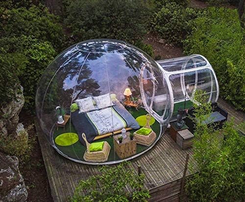 Esiong Inflatable tent, outdoor simple inflatable bubble room, hotel-style transparent sun house, mobile circular tent (diameter 3 meters, entrance 2 meters) steel frame channel