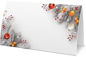 TESEDUPOOLE FZ-a51 Christmas Food Tent Labels (25 pack) - Table Place Cards, Perfect for Banquet, Buffet Food Label, Christmas Party