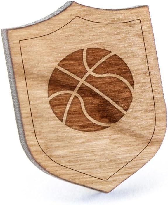 Basketball Lapel Pin, Wooden Pin Jewelry