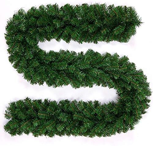 willkey Green Christmas Garlands 270cm PVC Artificial Wreath Fireplace Stair Xmas Tree Decorations (9ft)
