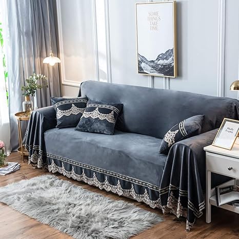 Buy Plush Sofa Slipcover 1 Piece Vintage Lace Suede Couch Cover