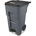 Rubbermaid Commercial Products Brute Step-On Rollout Trash/Garbage Can/Bin with Wheels, 65 GAL, for Restaurants/Hospitals/Offices/Back of House/Warehouses/Home, Gray