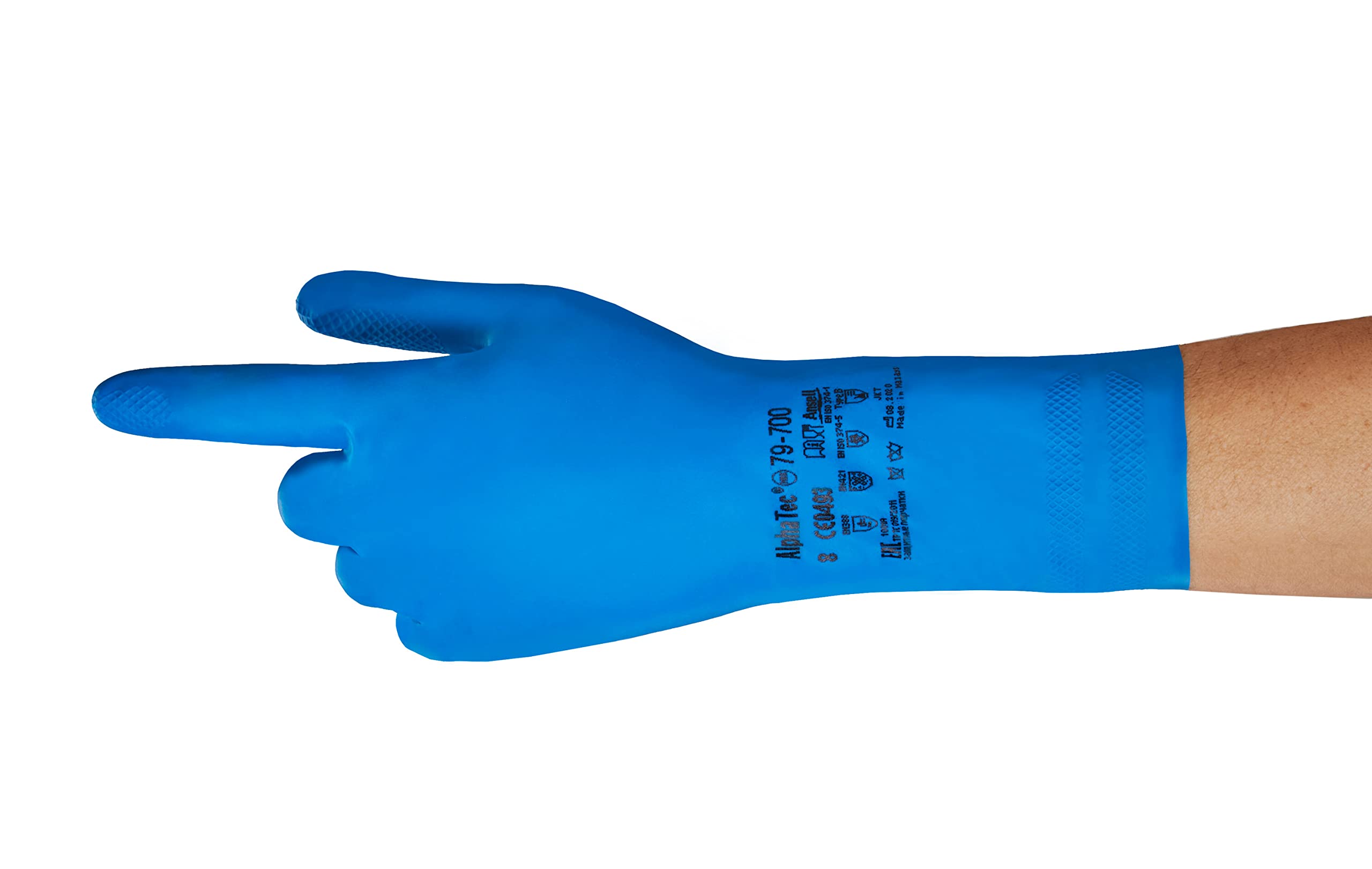 Ansell AlphaTec 79-700 Thin Nitrile Reusable Gloves, Multi-Purpose Work Gloves, Food Handling, Chemical Resistant, Light Duty Protection, Silicone & Latex Free, Blue, Size S (1 Pair)