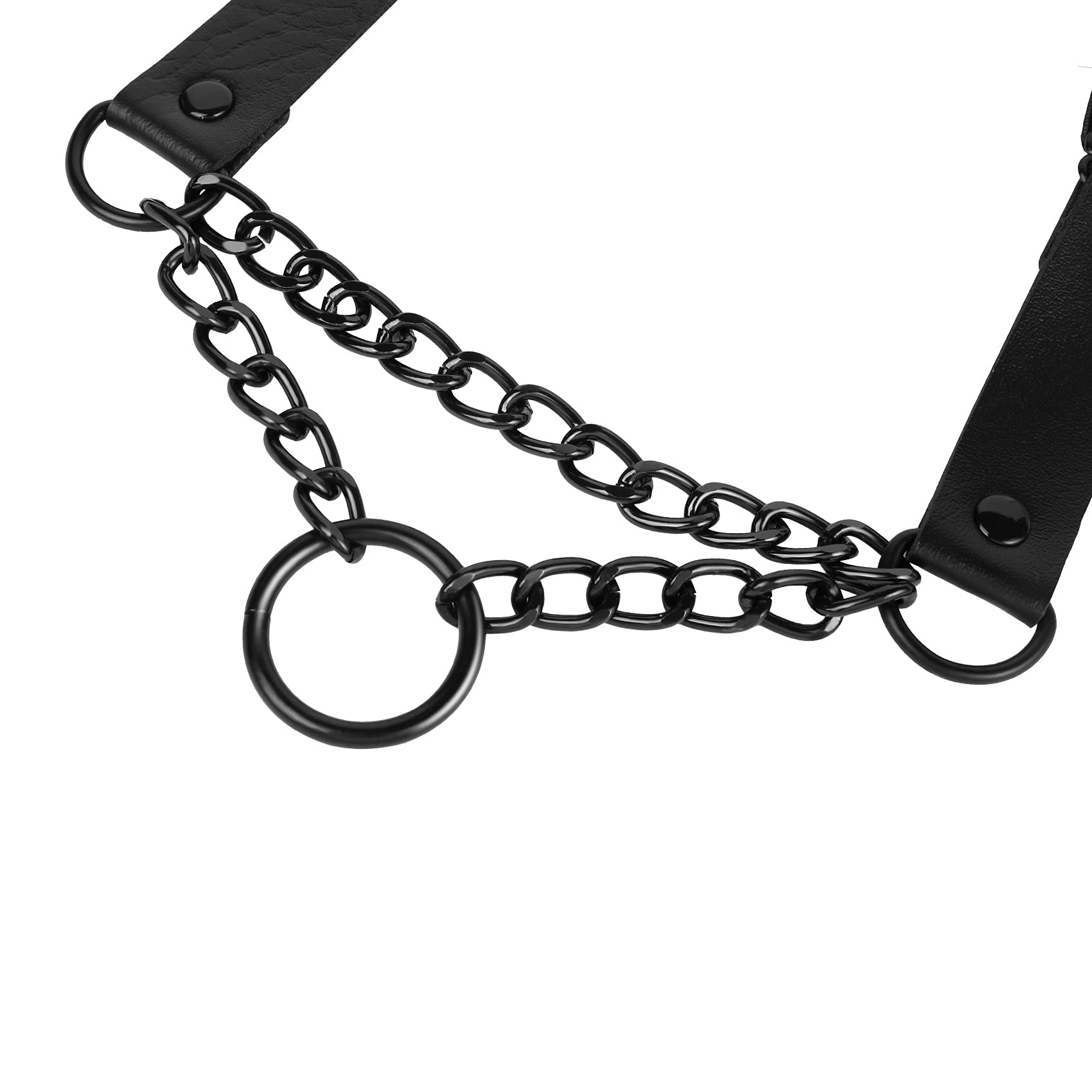 alisikee 2 Adjustable Leg Garters with O Ring Chains, Elastic Thigh Garter Belt for Women, Black 1, One Size, black 1