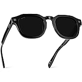 WMP Eyewear – Men’s Square Polarized Sunglasses: Thick Acetate Frame, Bold Geometric Shape, 5-Barrel Hinges, Retro 60s Design