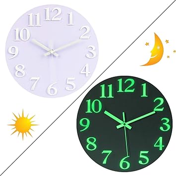 OIURV 12 Zoll 30CM Leuchtend Wanduhren Nachtleuchtend Geräuschlose ohne tickgeräusche Leuchtziffern Lautlos Wanduhr für Schla