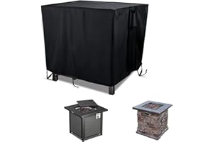 POMER Fire Pit Cover, 30inch Firepit Covers Square for Propane Fire Pit Table Waterproof Outdoor Fireplace Cover - 30x30x25inch