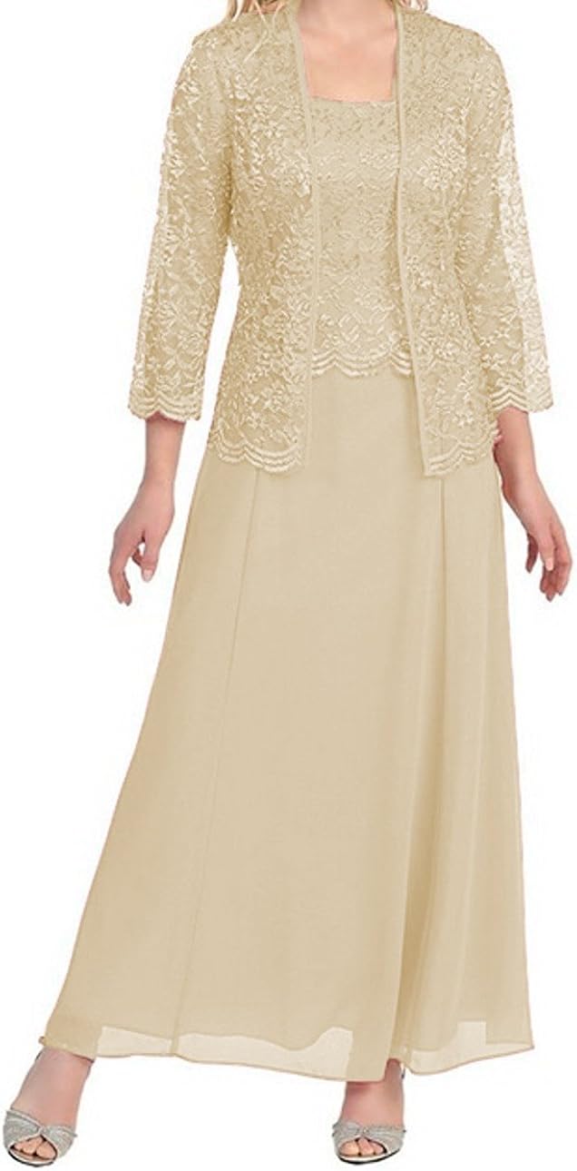 O.D.W Frauen 3/4 ?rmel Chiffon Spitze Lange Mutter der Brautkleiders