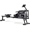 ECHANFIT Water Rowing Machine - Magnetic Rower with Monitor, Device Holder, Adjustable 6 Level Water Resistance and 32 Mechanical Resistance,Easy Storage Rowing Machines for Home use